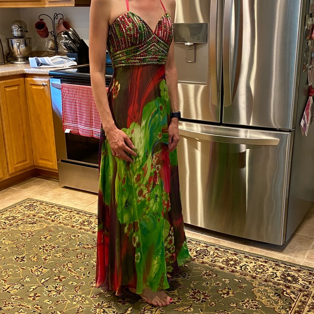 Clarisse Beaded Upper 100% Silk Shell, Prom Pageant or Evening Gown With FLAWS 4